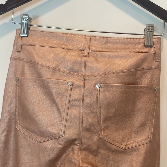 Free People Rose Pink High Rise Vegan Leather Leggings Pants 26 - Picture 8 of 10